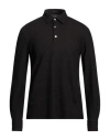 Zegna Man Polo Shirt Dark Brown Size 38 Cotton, Cashmere, Calfskin