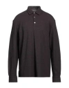 Zegna Man Polo Shirt Deep Purple Size 40 Cotton, Cashmere, Calfskin