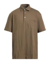 Zegna Man Polo Shirt Khaki Size 44 Cotton In Green