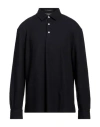 Zegna Man Polo Shirt Midnight Blue Size 46 Cotton, Cashmere, Calfskin