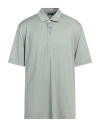 Zegna Man Polo Shirt Sage Green Size 50 Silk, Cotton In Sage Green