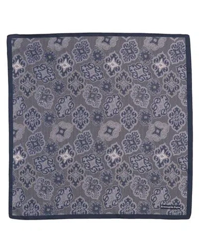 Zegna Man Scarf Slate Blue Size - Silk In Gray