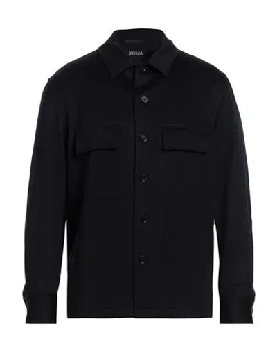 Zegna Man Shirt Midnight Blue Size Xl Cashmere