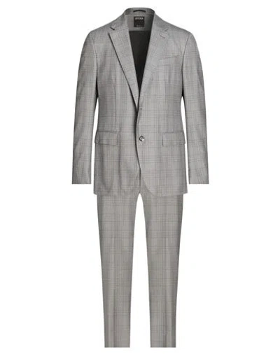 Zegna Man Suit Grey Size 42 Wool, Silk In Gray