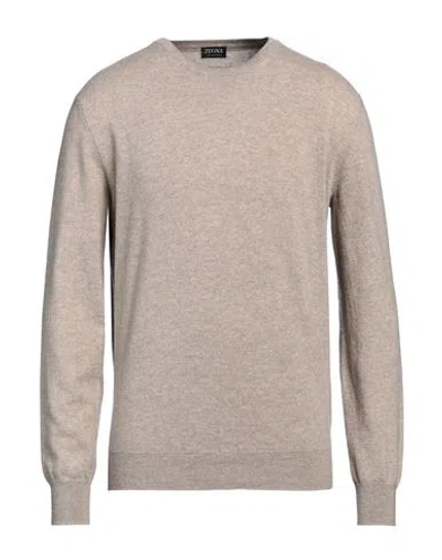 Zegna Man Sweater Dove Grey Size 44 Cashmere In Beige