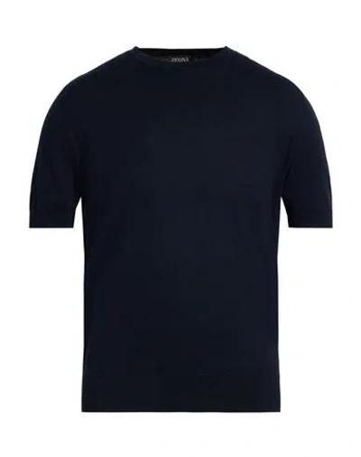 Zegna Man Sweater Midnight Blue Size 44 Cotton