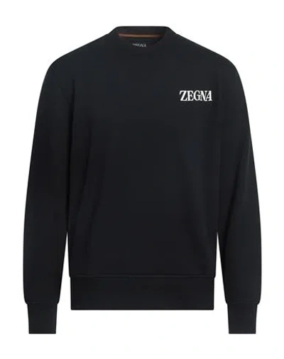 Zegna Man Sweatshirt Black Size 42 Cotton