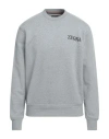 Zegna Rubberized Logo Crewneck Sweatshirt In Grey
