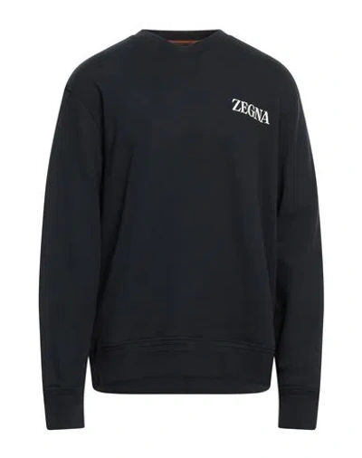 Zegna Man Sweatshirt Navy Blue Size 42 Cotton