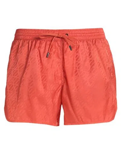 Zegna Man Swim Trunks Orange Size 3xl Polyamide In Orange