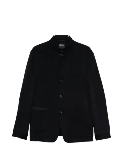 Zegna Navy-blue Oasi-cashmere Il Conte Jacket In Black