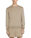 Zegna Ribbed Cashmere Crewneck Sweater In Light Taupe