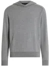 Zegna Melange-effect Knit Hoodie In Gray
