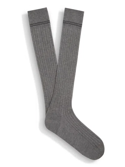 Zegna Mélange-effect Socks In Grey
