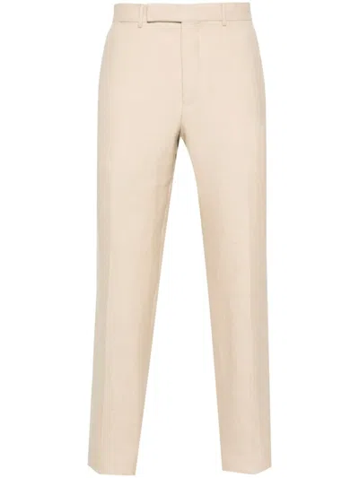 Zegna Mélange Interlock-twill Trousers In Neutrals