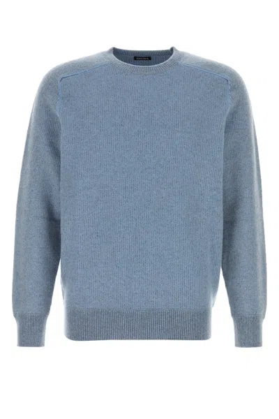 ZEGNA ZEGNA MELANGE LIGHT-BLUE CASHMERE SWEATER