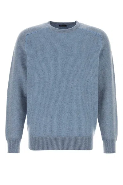 ZEGNA MELANGE LIGHT-BLUE CASHMERE SWEATER