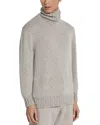 Zegna Melange Oasi Cashmere Turtleneck Sweater In Light Taupe Mélange