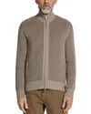 Zegna Light Taupe And Khaki Mélange Oasi Cashmere Full Zip Cardigan In Light Taupe/khaki Mélange