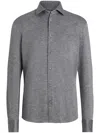 Zegna Phillip Button Front Shirt In Grey