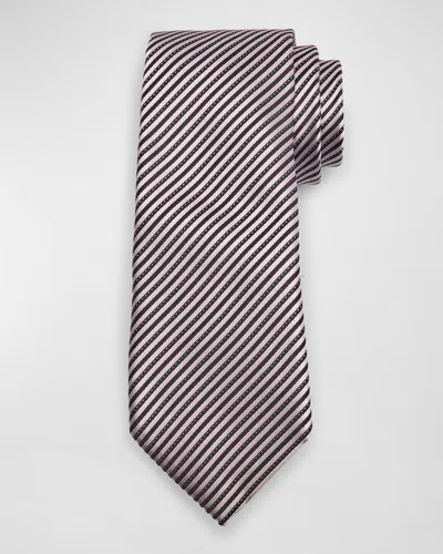 Zegna Men's 100 Fili Mulberry Silk Stripe Tie In Brown