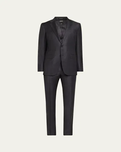 Zegna Men's 12milmil12 Wool Tonal Check Suit In Gray