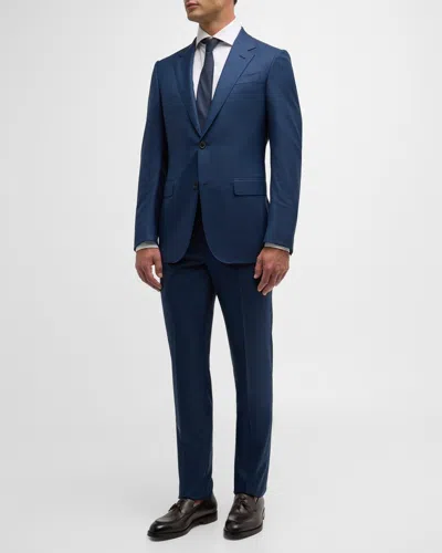 Zegna Men's 15milmil15 Micro-check Suit In Blue Navy Check
