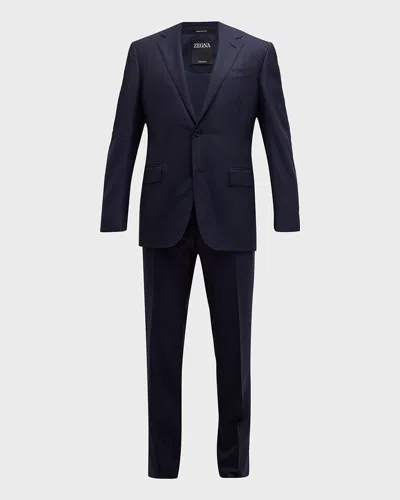 Zegna Men's 15milmil15 Micro-check Wool Suit In Black