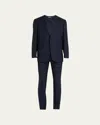 Zegna Men's 15milmil15 Micro-check Wool Suit In Navy Solid