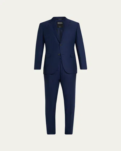Zegna Men's 15milmil15 Micro-plaid Wool Suit In Blue