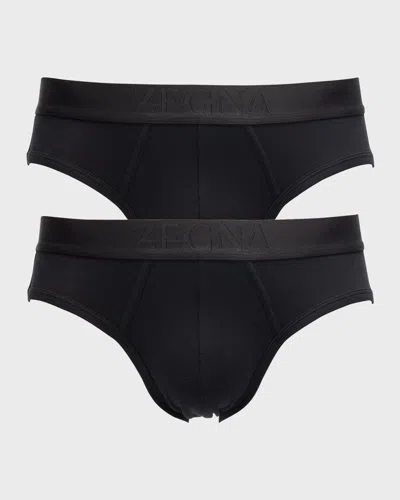 Zegna Men's 2-pack Cotton Midi Briefs In Black