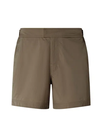 Zegna Road Brand Mark Rio Swim Trunks In Brown