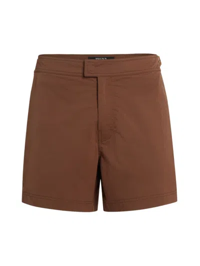 Zegna Swim Trunks In Brown