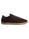 Zegna Suede Low Profile Sneakers Rubber Sole In Brown