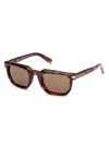Zegna Men's 54mm Rectangular Sunglasses In Dark Havana/roviex