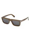 Zegna 55mm Rectangular Sunglasses In Gray