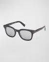 Zegna Men's Acetate Rectangle Sunglasses In Grey