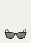 Zegna Men's Acetate Rectangle Sunglasses In Black