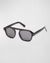 Zegna Aurora Ii Acetate Polarized Sunglasses In Shiny Dark Green Smoke Polarized