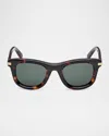 Zegna Men's Acetate Square Sunglasses In Shiny Dark Havana Matte Brass