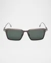 Zegna Men's Aluminum Square Sunglasses In Matte Grey Dark Grey Aniline