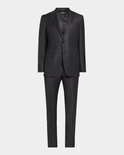 Zegna Men & Apos;s 12milmil12 Wool Tonal Check Suit In Dk Grey