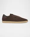 Zegna Suede Low Profile Sneakers Rubber Sole In Multi