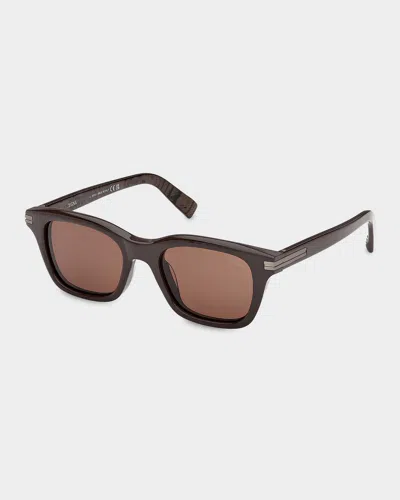 Zegna Men's 54mm Square Sunglasses In Pattern