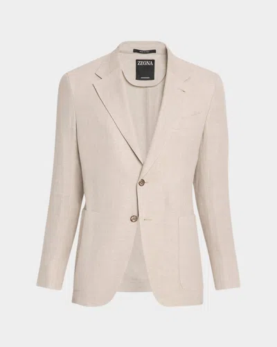 Zegna Men & Apos;s Crossover Linen And Wool Single-breasted Sport Coat In Neutral