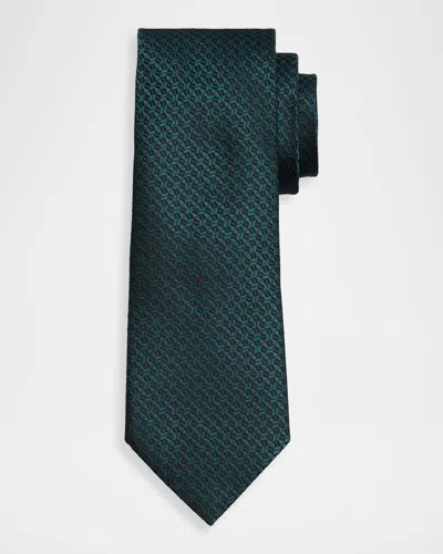 Zegna Men & Apos;s Geometric Silk Jacquard Tie In Green