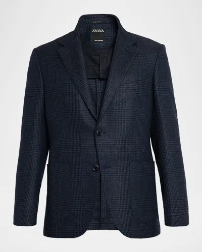 Zegna Men & Apos;s Oasi Cashmere Glen Plaid Two-button Sport Coat In Blue