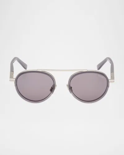 Zegna 51mm Round Sunglasses In Neutral