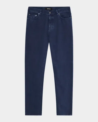 Zegna Men & Apos;s Pure Cotton Slim Fit Five-pocket Jeans In Blue