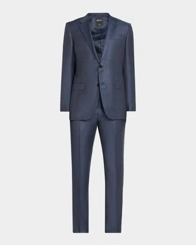 Zegna Men & Apos;s Ticweave Wool Single-breasted Sport Coat In Blue